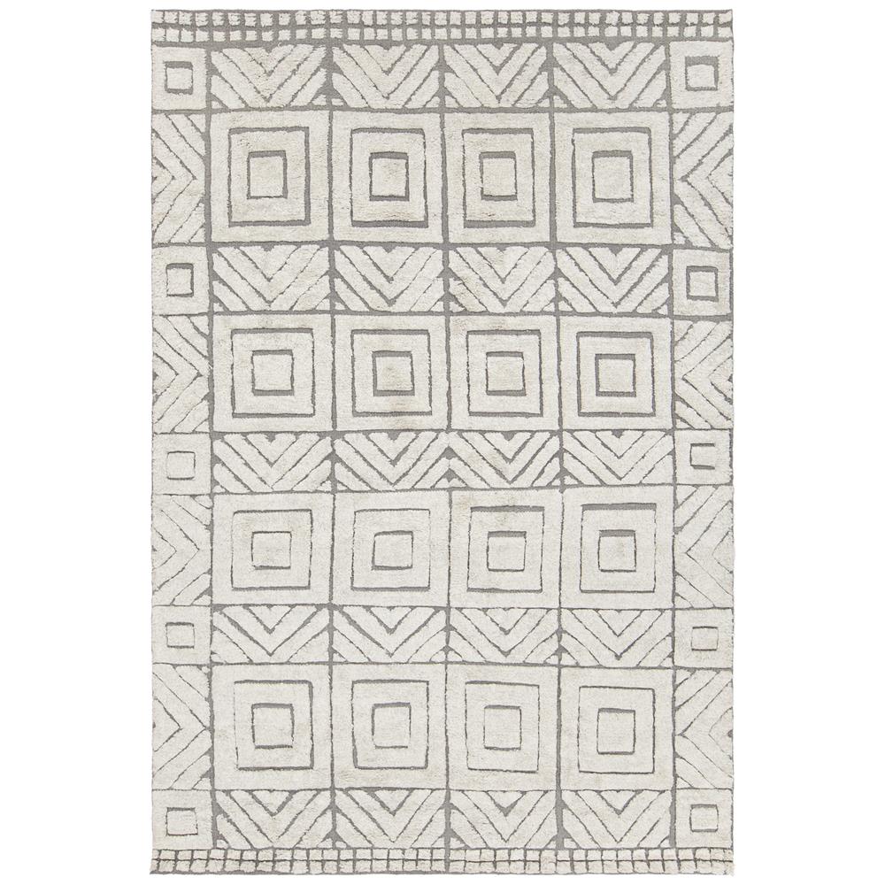 Chandra Rugs GEN45200 GENNA Hand Knotted Contemporary Rug in White/Grey, 9
