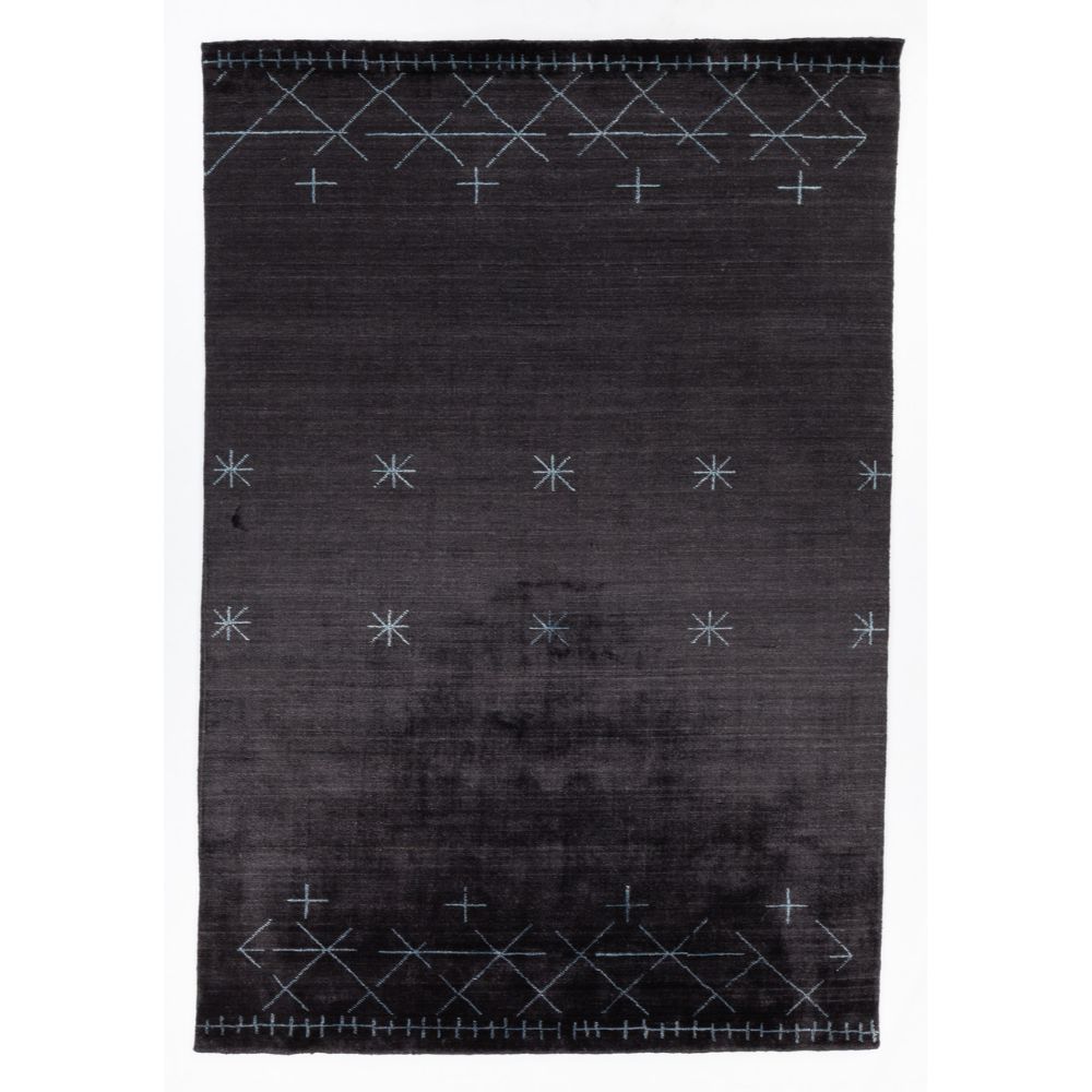 Chandra Rugs GRI-53403 Griselda Hand-woven Contemporary Rug in Black/Blue