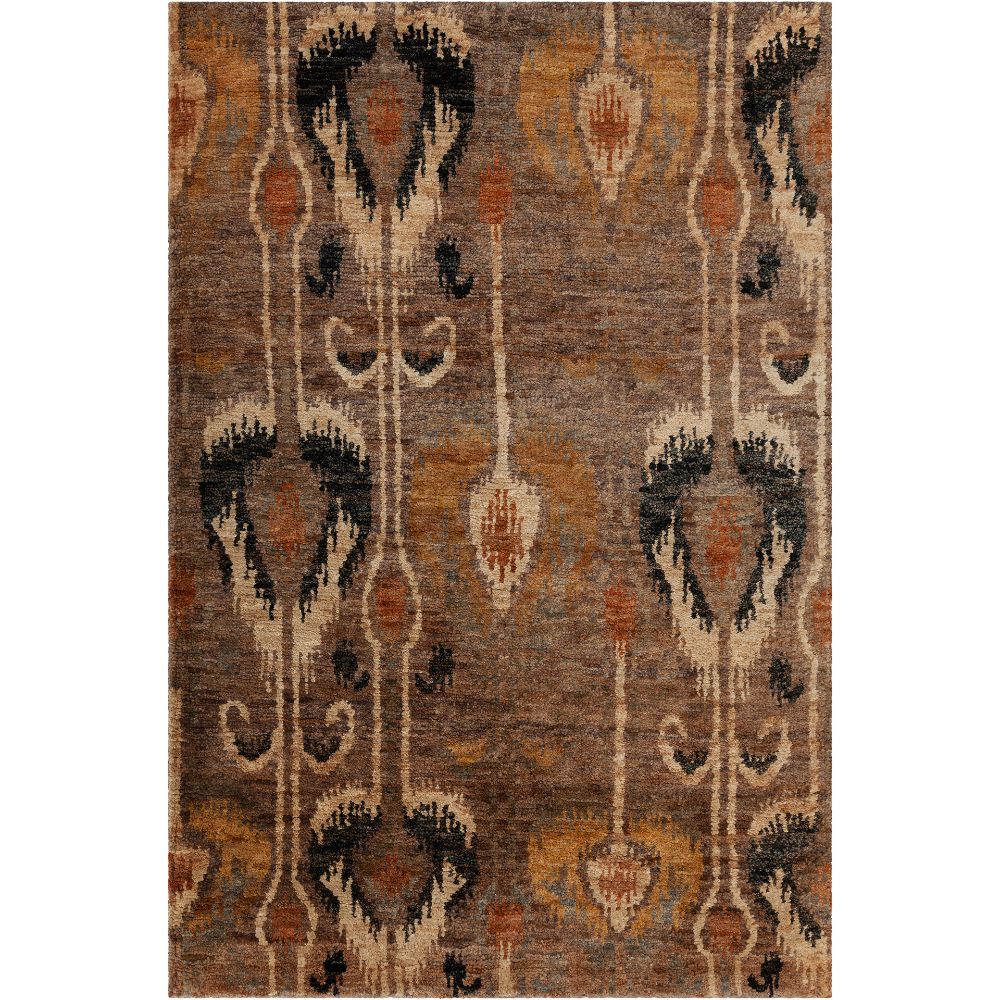 Chandra Rugs HET-49800 Hetty Hand knotted Contemporary Rug in Brown/Black/Gold/Orange