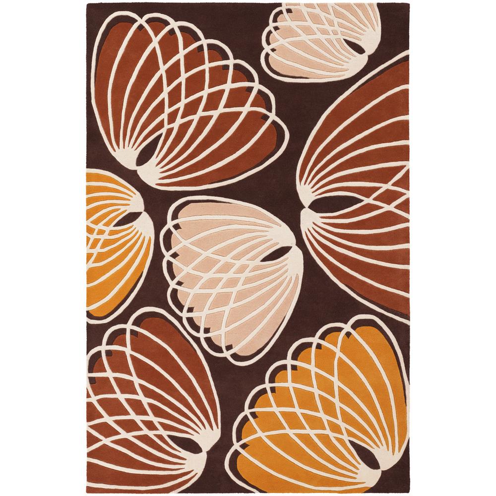 Chandra Rugs INH21606 INHABIT Hand-Tufted Designer Rug in Brown/Orange/White/Peach, 5