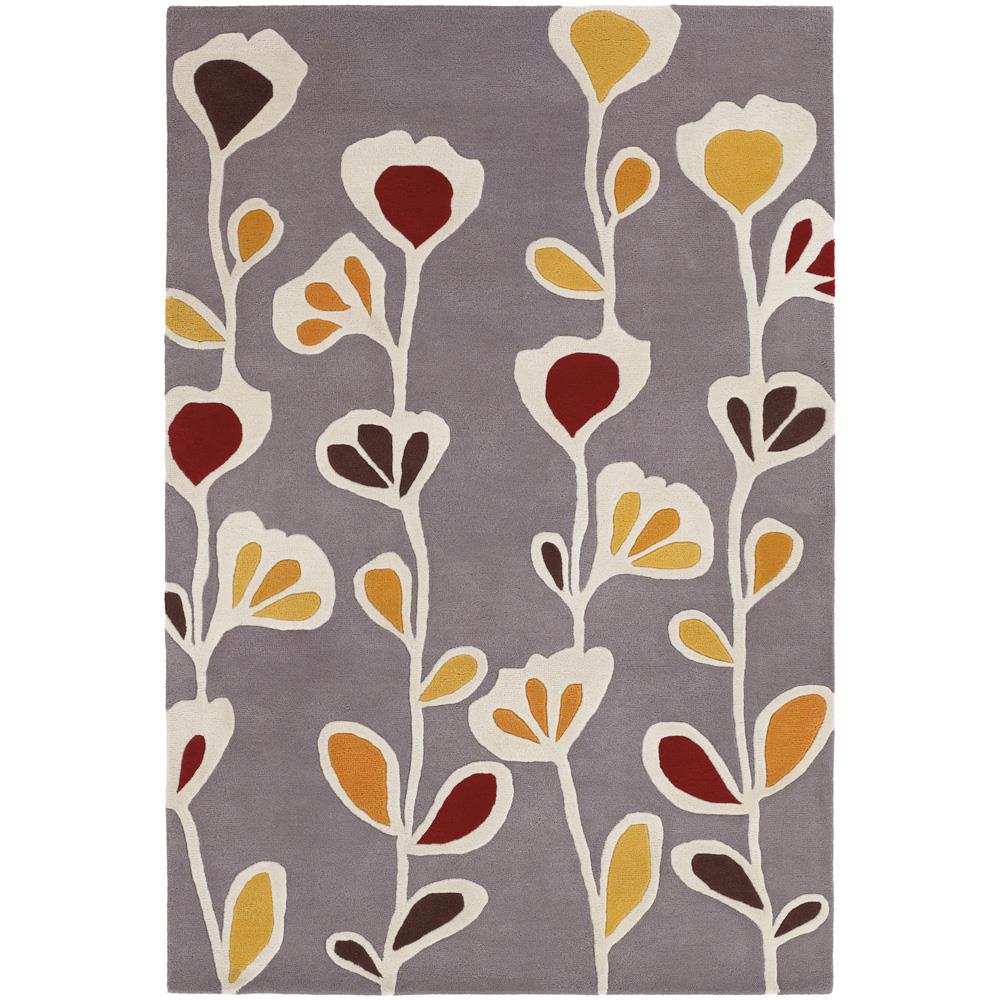 Chandra Rugs INH21609 INHABIT Hand-Tufted Designer Rug in Grey/White/Yellow/Brown/Red, 5