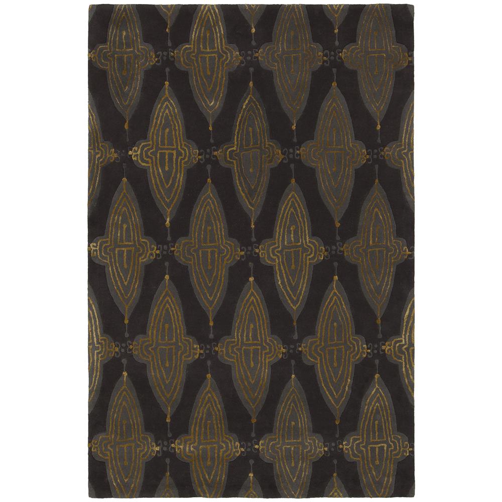 Chandra Rugs JES28901 JESSICA SWIFT Hand-Tufted Designer Wool Rug in Charcoal/Grey/Gold, 7