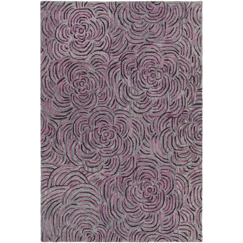 Chandra Rugs LEI42200 LEIA Hand-tufted Contemporary Rug in Burgundy/Grey, 5