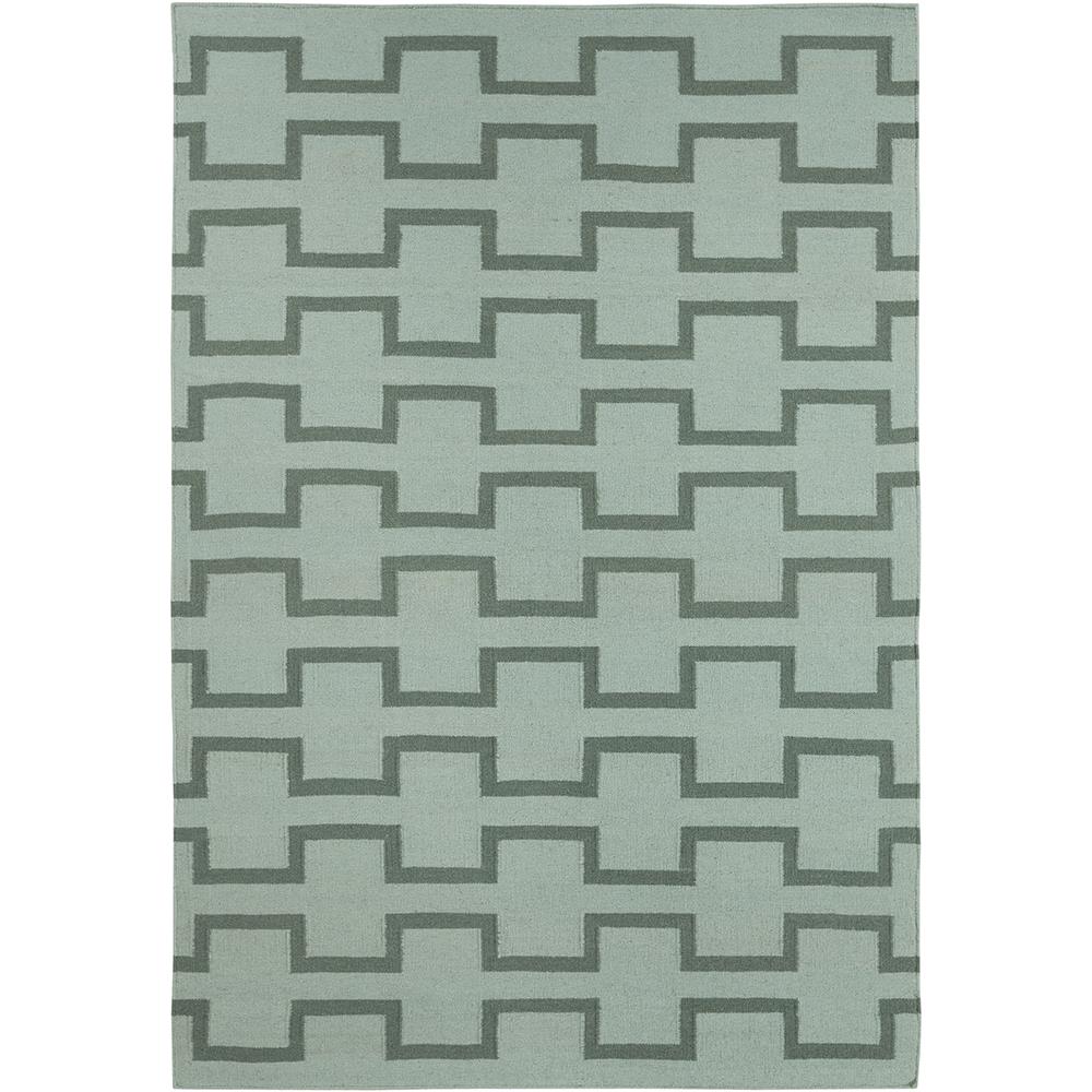 Chandra Rugs LIM25701 LIMA Flat-Weaved Reversible Wool/Cotton Rug in Blue/Green, 7