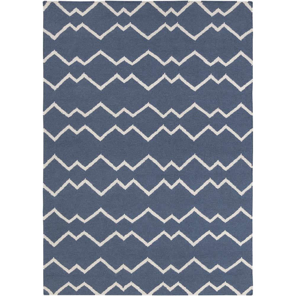 Chandra Rugs LIM25704 LIMA Flat-Weaved Reversible Wool/Cotton Rug in Blue/White, 5