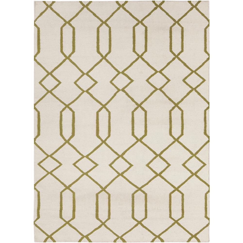 Chandra Rugs LIM25714 LIMA Flat-Weaved Reversible Wool/Cotton Rug in White/Green, 7