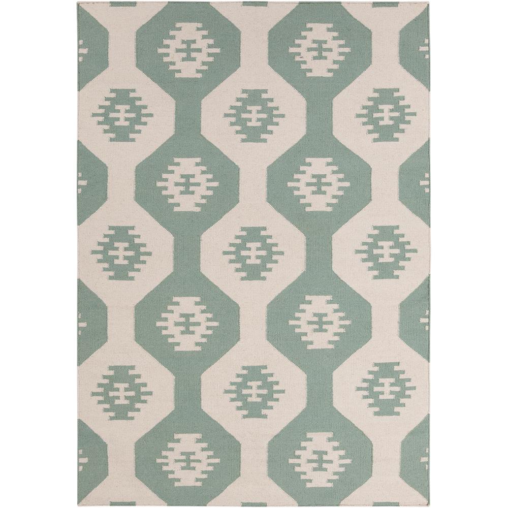 Chandra Rugs LIM25717 LIMA Flat-Weaved Reversible Wool/Cotton Rug in White/Green, 3