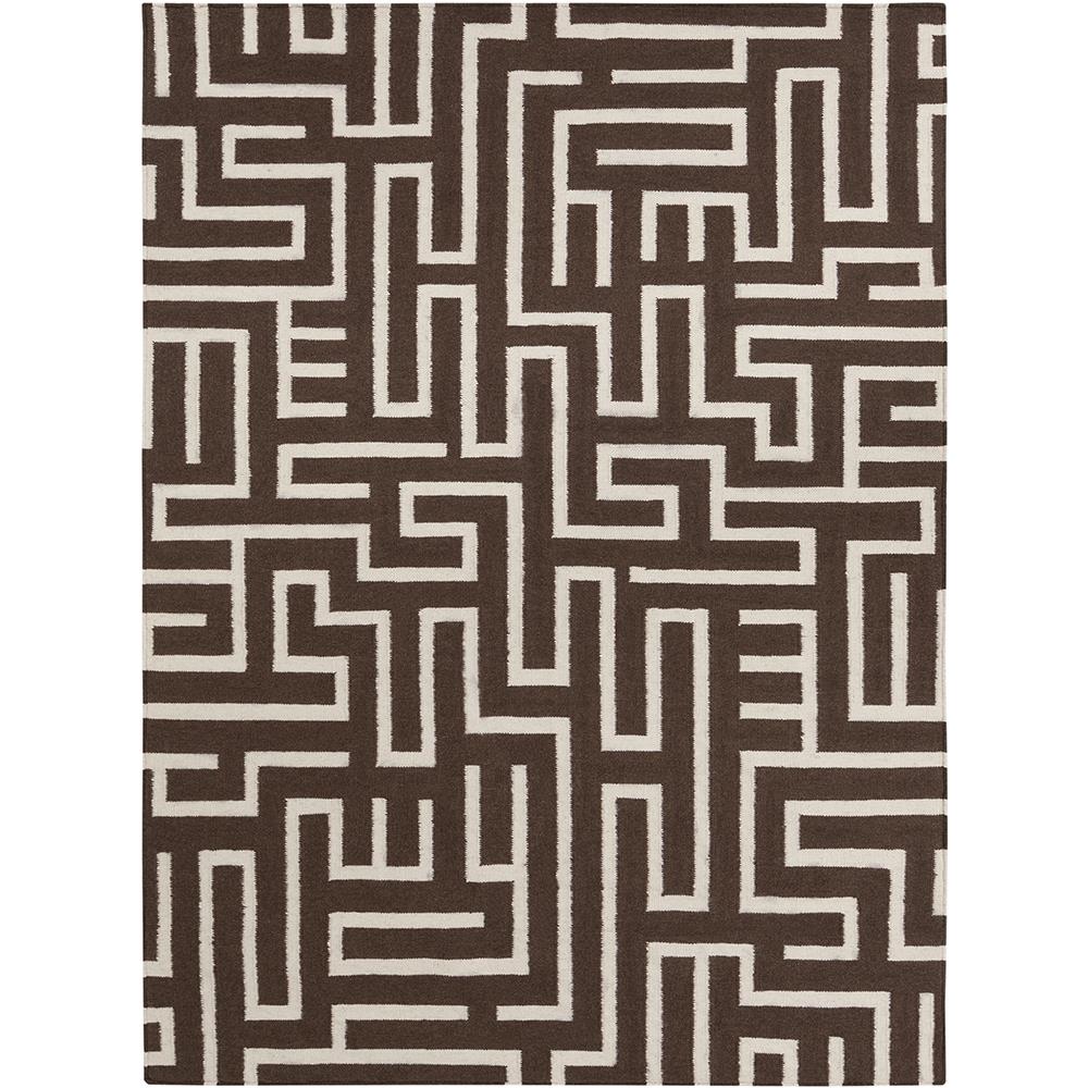 Chandra Rugs LIM25725 LIMA Flat-Weaved Reversible Wool/Cotton Rug in Brown/White, 7
