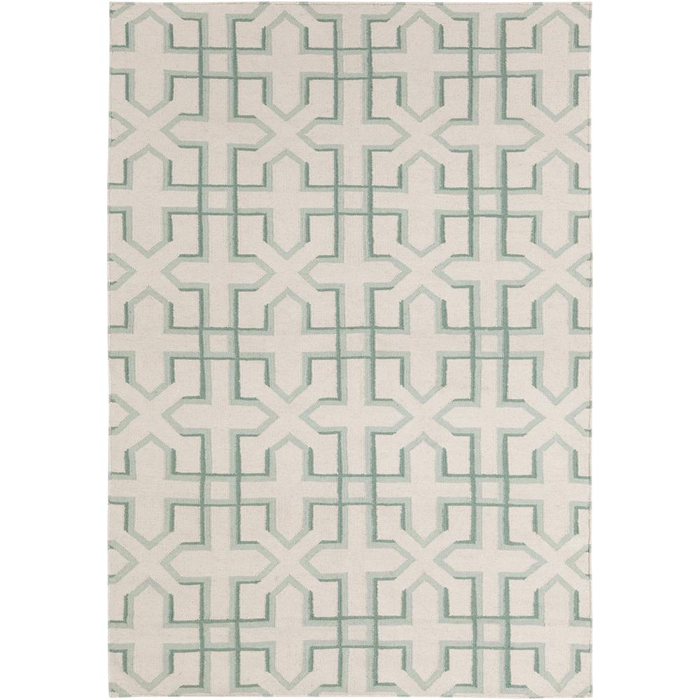 Chandra Rugs LIM25739 LIMA Flat-Weaved Reversible Wool/Cotton Rug in White/Green, 5