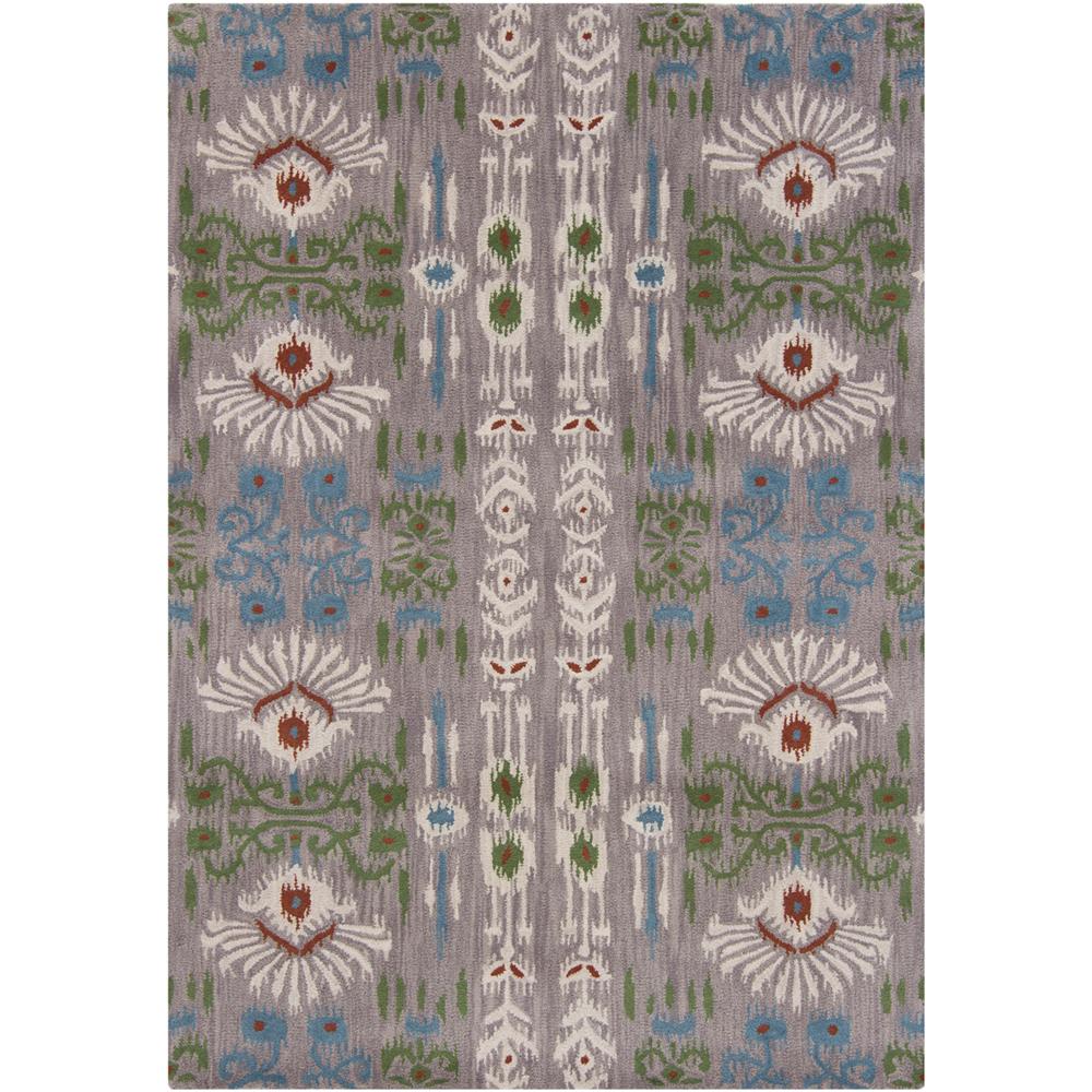 Chandra Rugs LIN32004 LINA Hand-Tufted Contemporary Rug in Grey/Green/Burgundy/Blue/White, 5