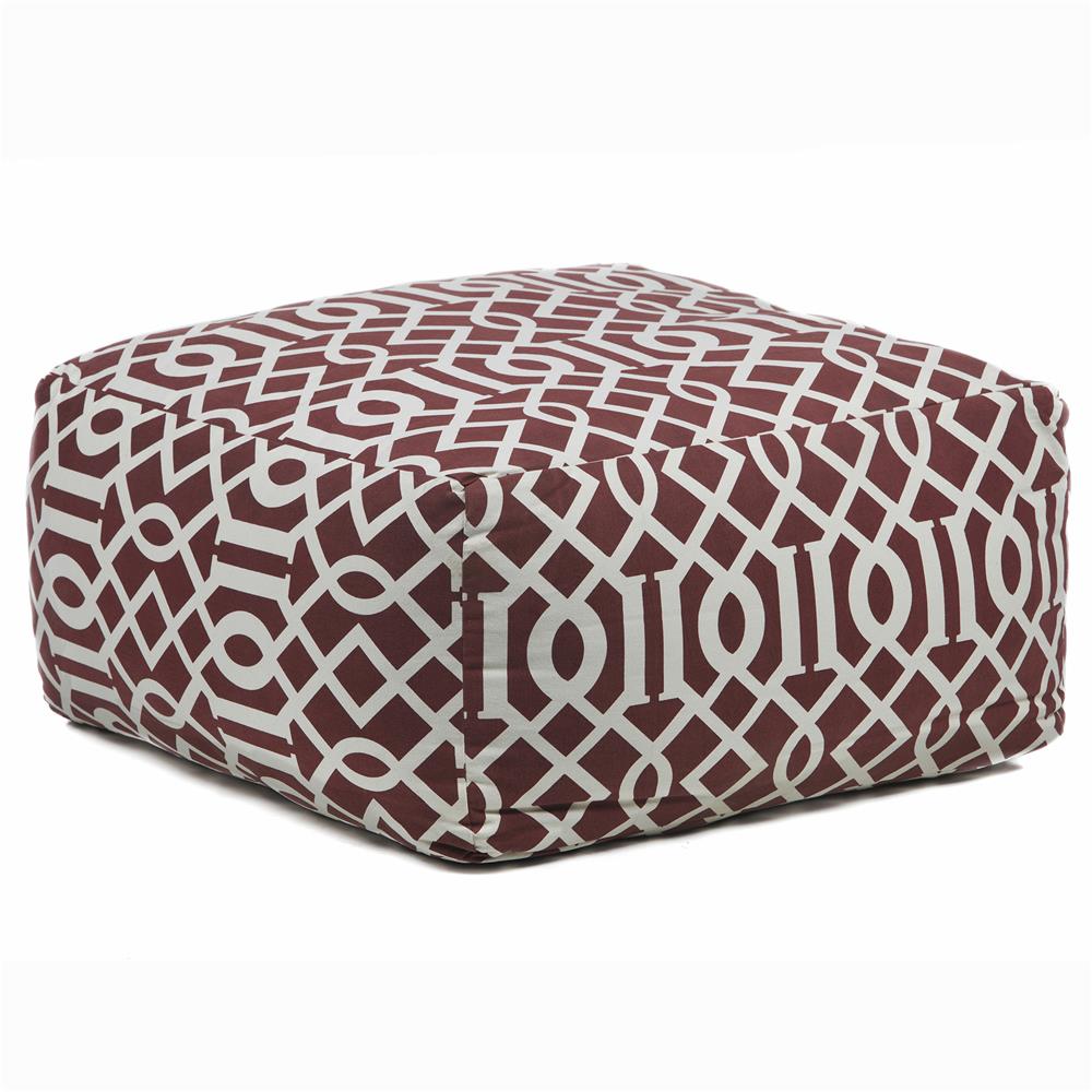 Chandra Rugs POU110 POUFS Handmade Contemporary Printed Cotton Pouf in Maroon/Cream, 2