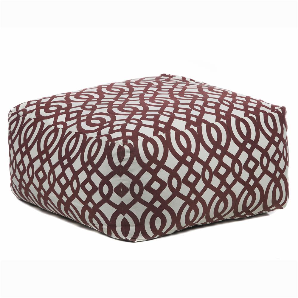 Chandra Rugs POU111 POUFS Handmade Contemporary Printed Cotton Pouf in Cream/Maroon, 2
