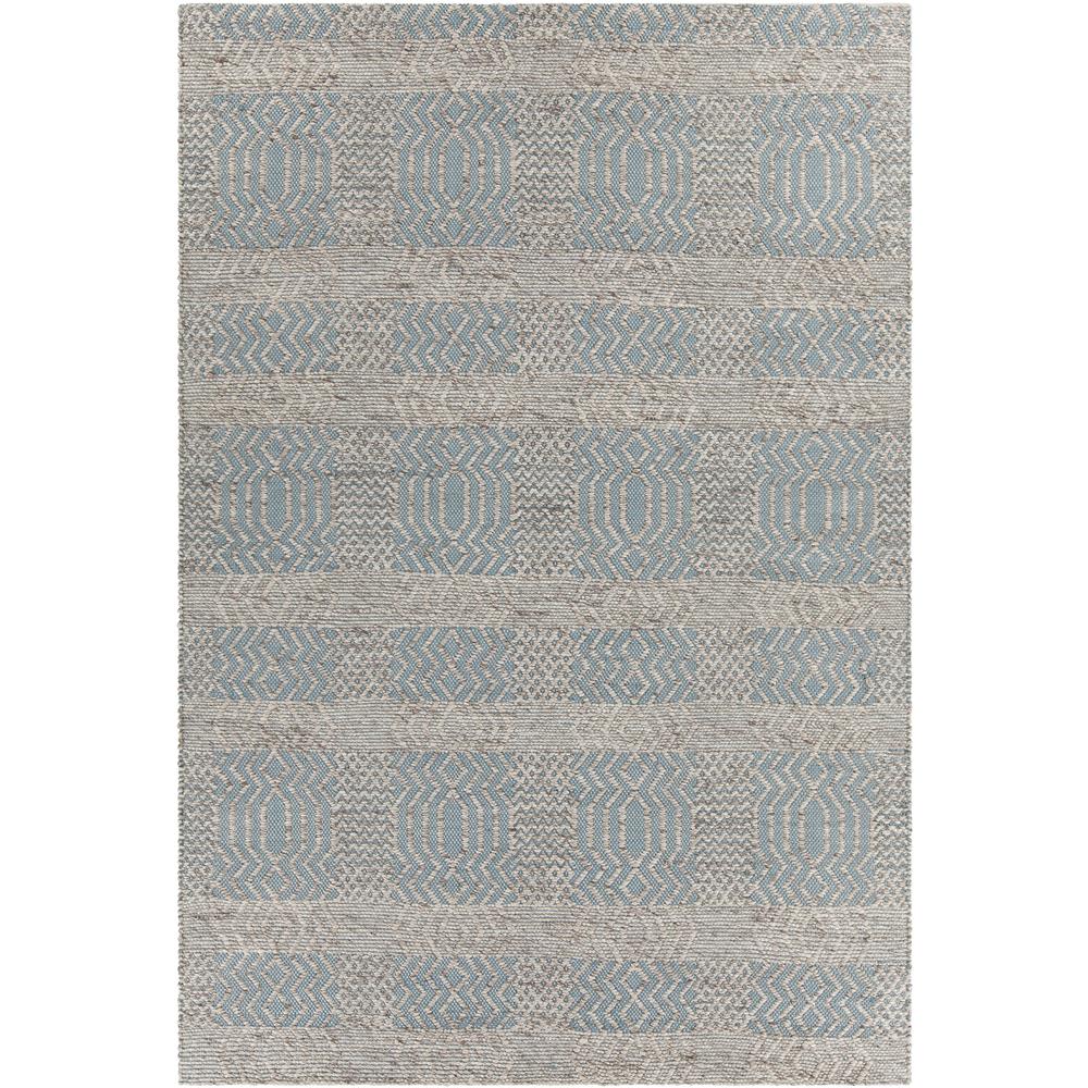 Chandra Rugs SAL34500 SALONA Hand-Woven Contemporary Rug in Blue/Natural, 9