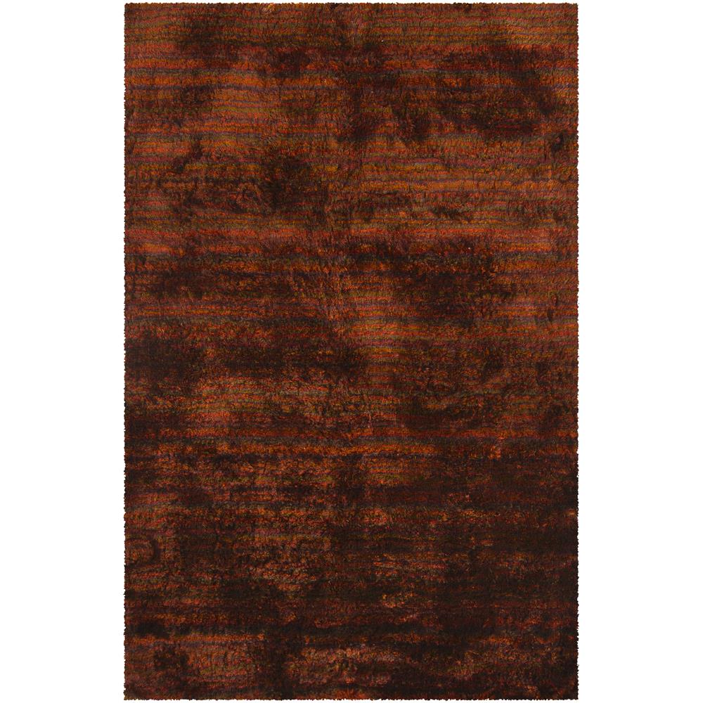 Chandra Rugs SAV16703 SAVONA Hand-Woven Contemporary Shag Rug in Red/Orange/Brown, 5