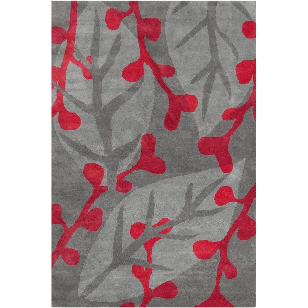Chandra Rugs STE52086 STELLA Hand-Tufted Contemporary Wool Rug in Grey/Red, 8