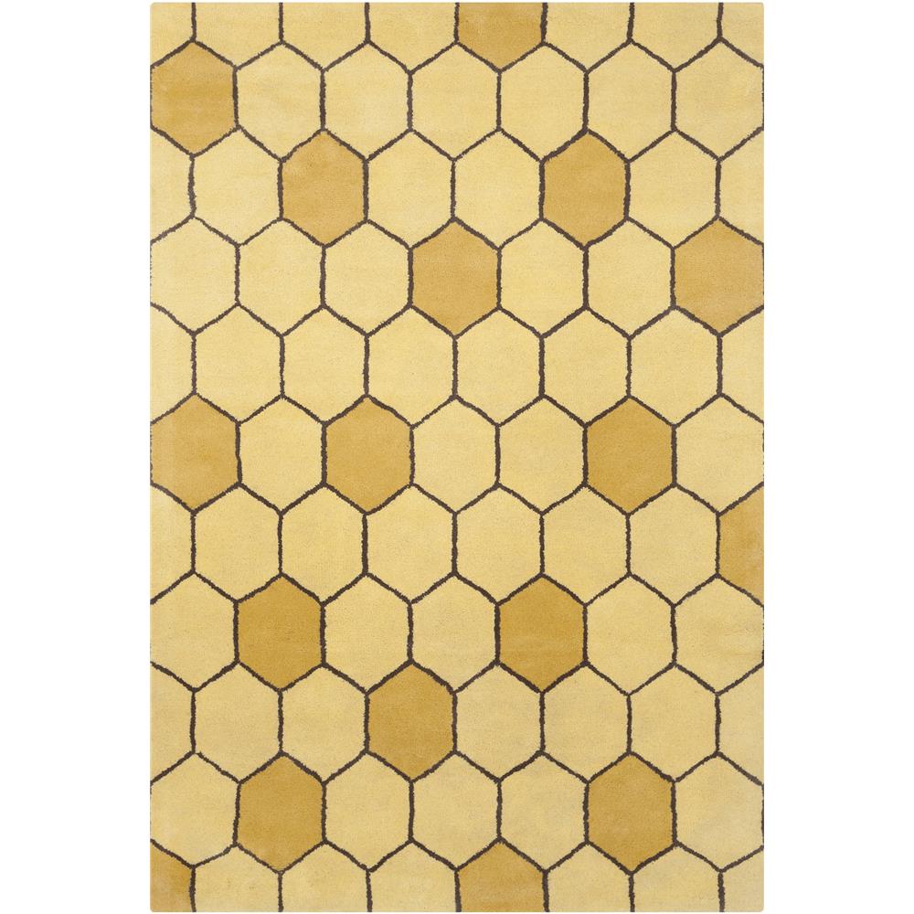 Chandra Rugs STE52133 STELLA Hand-Tufted Contemporary Wool Rug in Yellow/Brown/Gold, 8