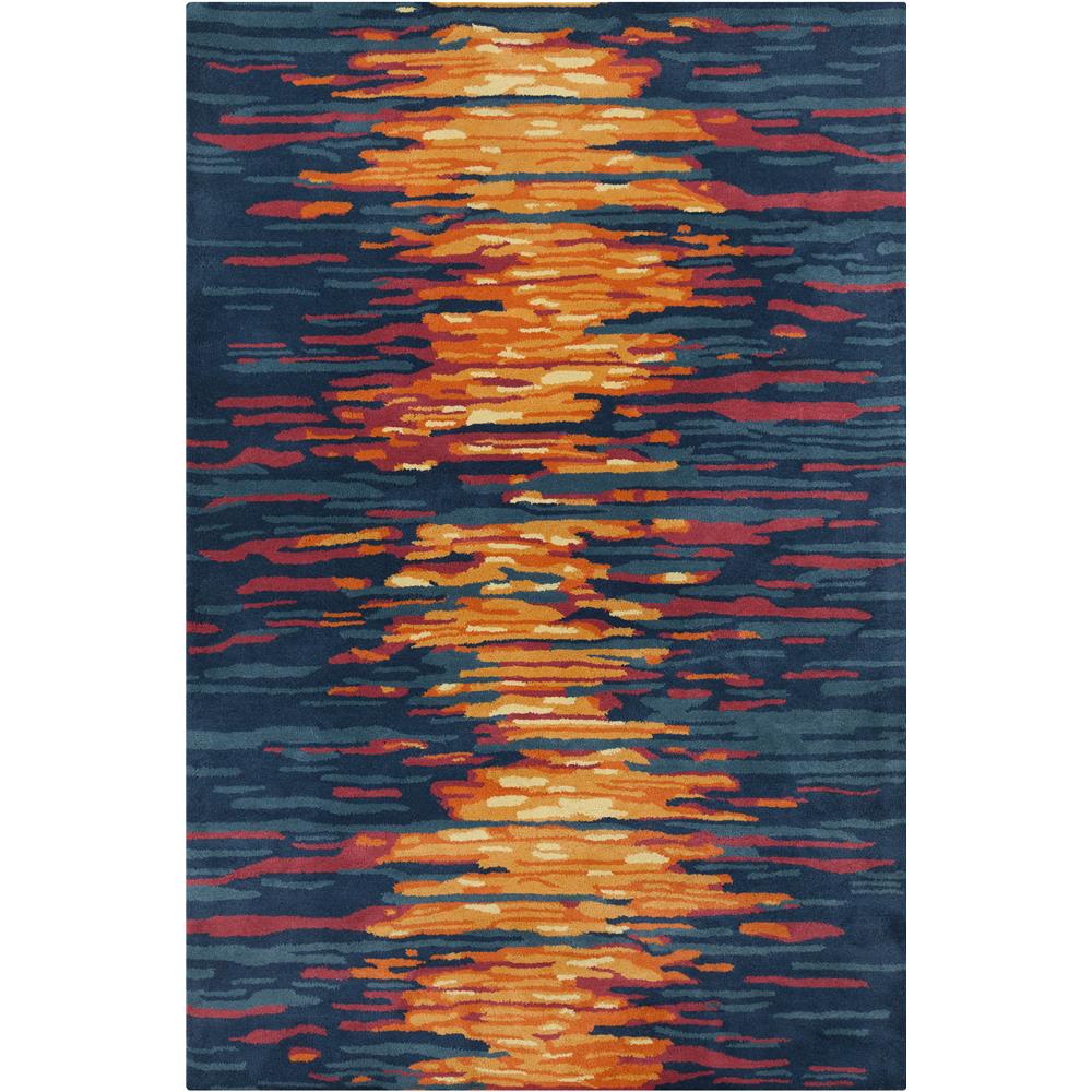 Chandra Rugs STE52166 STELLA Hand-Tufted Contemporary Wool Rug in Blue/Grey/Red/Orange, 5