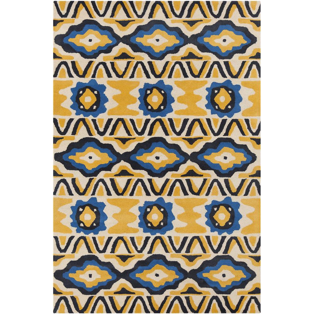 Chandra Rugs STE52176 STELLA Hand-Tufted Contemporary Wool Rug in Cream/Yellow/Blue/Black, 8