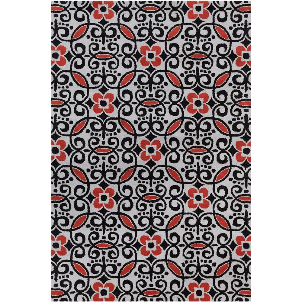 Chandra Rugs STE52212 STELLA Hand-Tufted Contemporary Wool Rug in Grey/Red/Black, 8