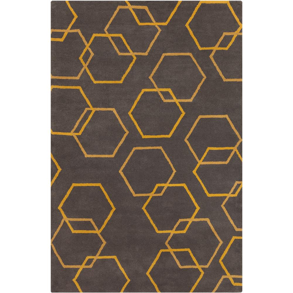 Chandra Rugs STE52258 STELLA Hand-Tufted Contemporary Wool Rug in Charcoal/Yellow, 8