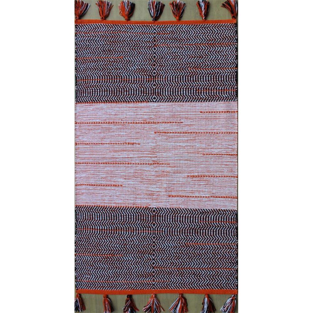 Chandra Rugs TAN45926 TANYA Handwoven Flatweave Cotton Rug in Orange/Black, 5