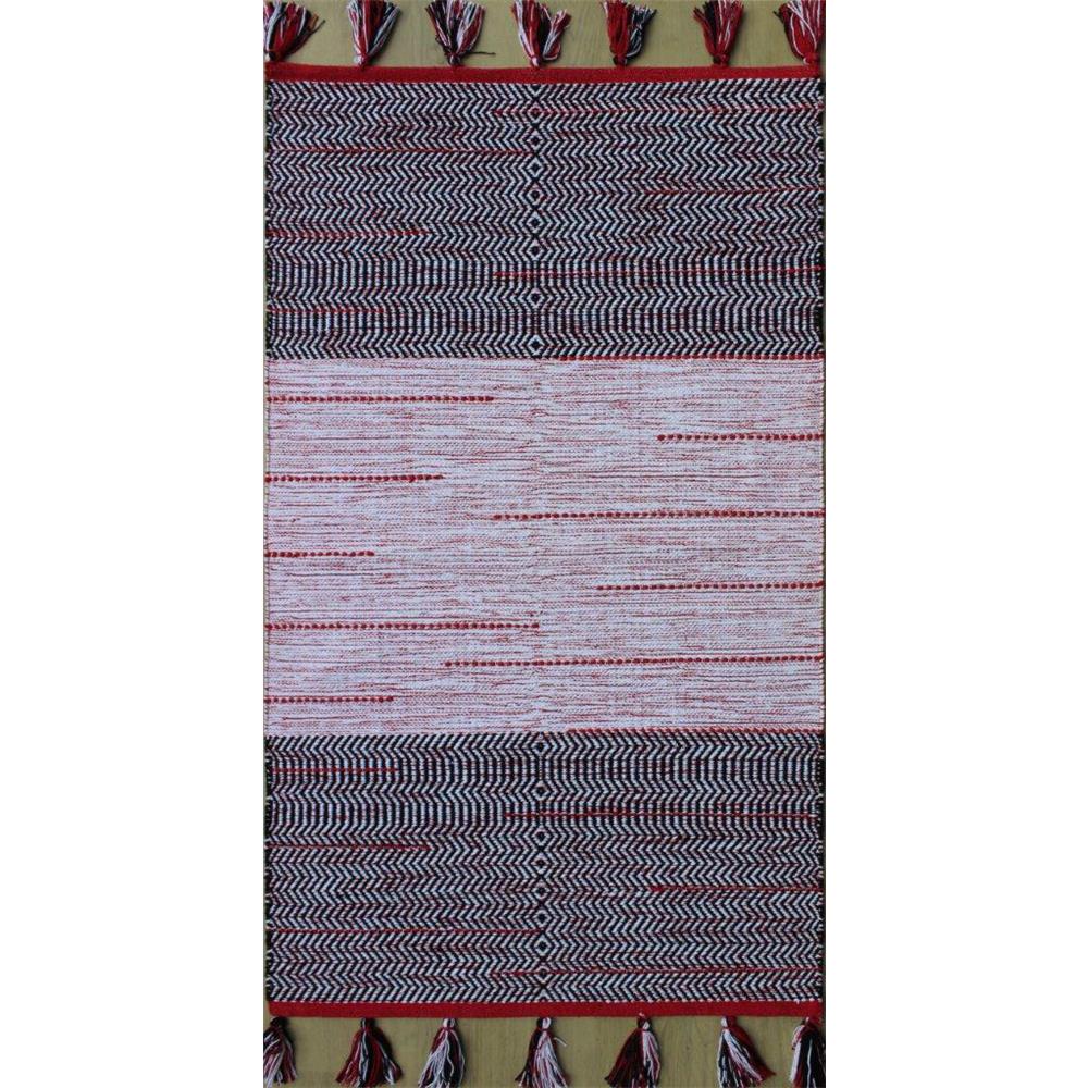 Chandra Rugs TAN45927 TANYA Handwoven Flatweave Cotton Rug in Red/Black, 5
