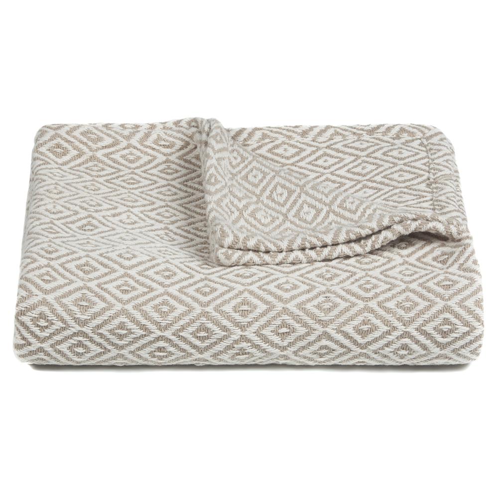 Chandra Rugs TH-LIA51630 LIA Handcrafted Cotton Throw in Beige/White, 50"x70"