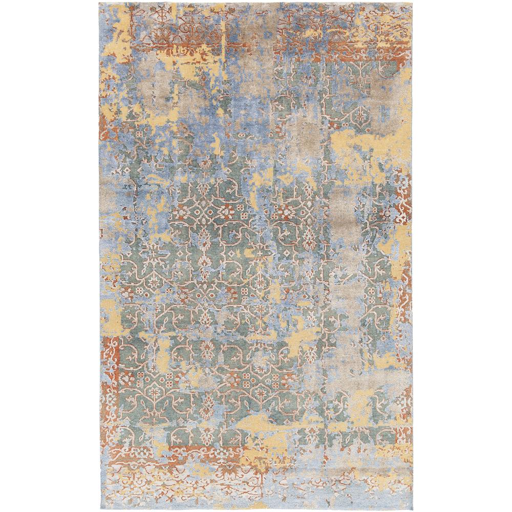 Chandra Rugs VIN36803 VINGEL Hand-knotted Traditional Rug in blue/brown/gold/grey, 7
