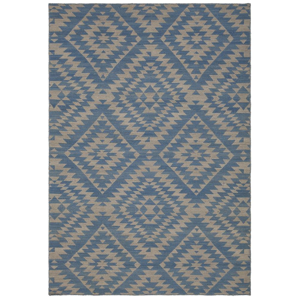 Chandra Rugs WIN45509 WINNIE Handwoven Flatweave Wool Rug in Blue/Silver, 5