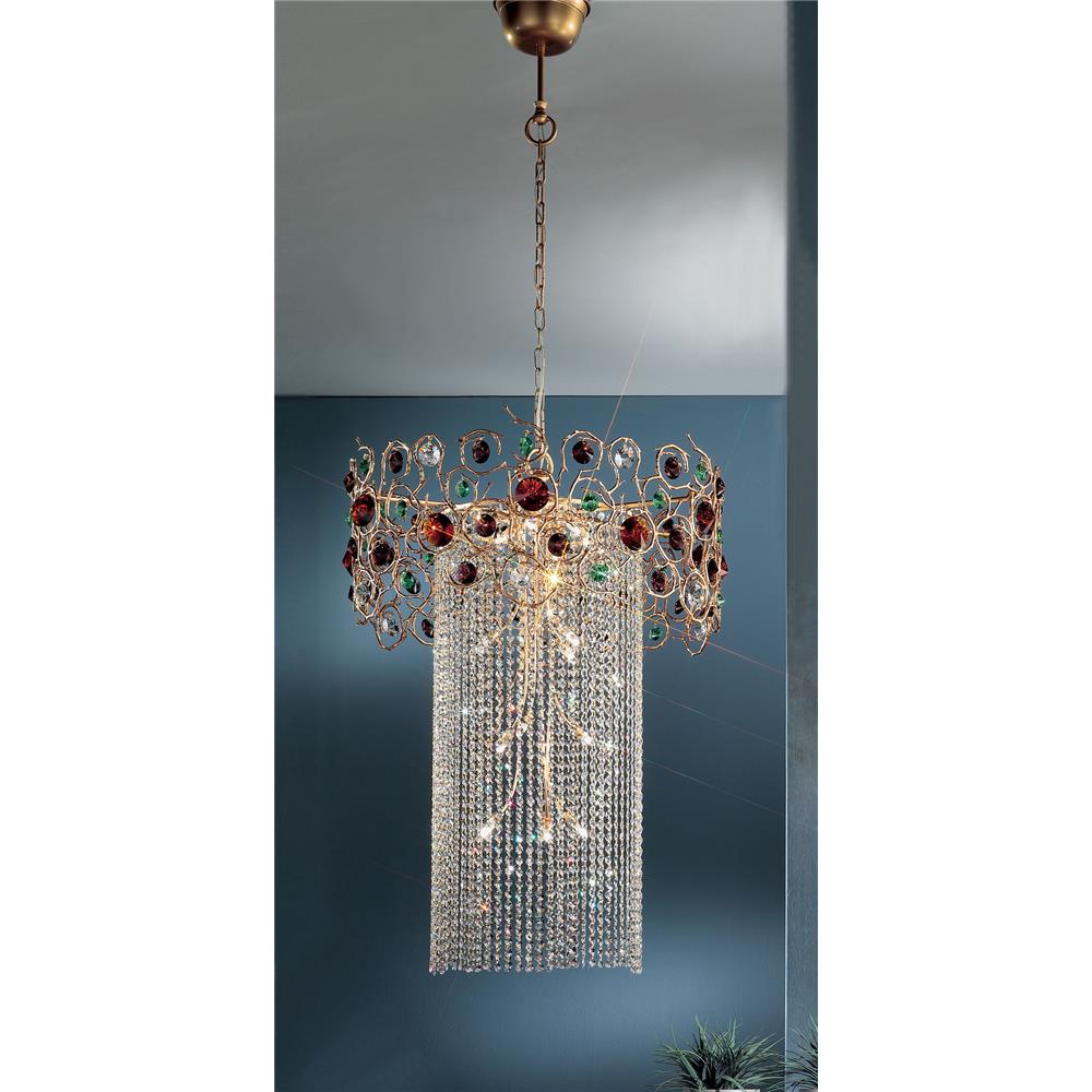 Classic Lighting 10035 NBZ AGAT Foresta Colorita Chandelier in Natural Bronze with Amber Green and Amethyst
