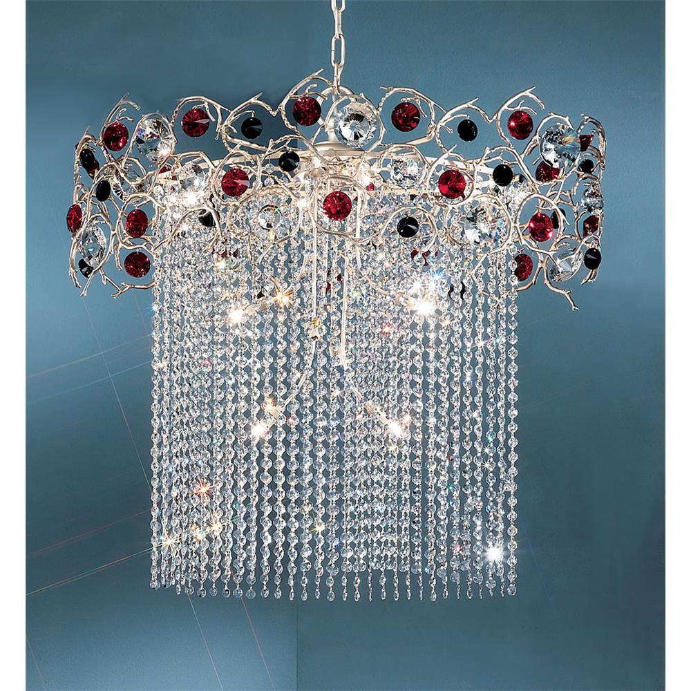 Classic Lighting 10039 SF BA Foresta Colorita Chandelier in Silver Frost with Black and Amber