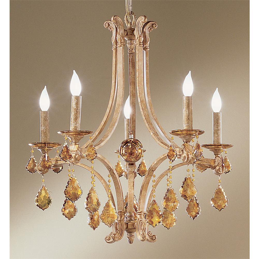 Classic Lighting 1205 ML FTS Mediterranean Chandelier in Mediterranean Leather with French pendalogs Tortoise Shell