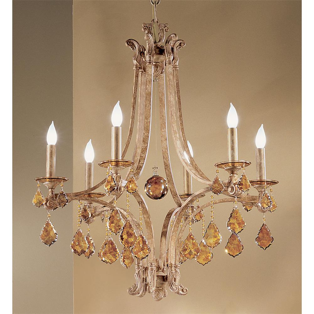 Classic Lighting 1206 ML FTS Mediterranean Chandelier in Mediterranean Leather with French pendalogs Tortoise Shell