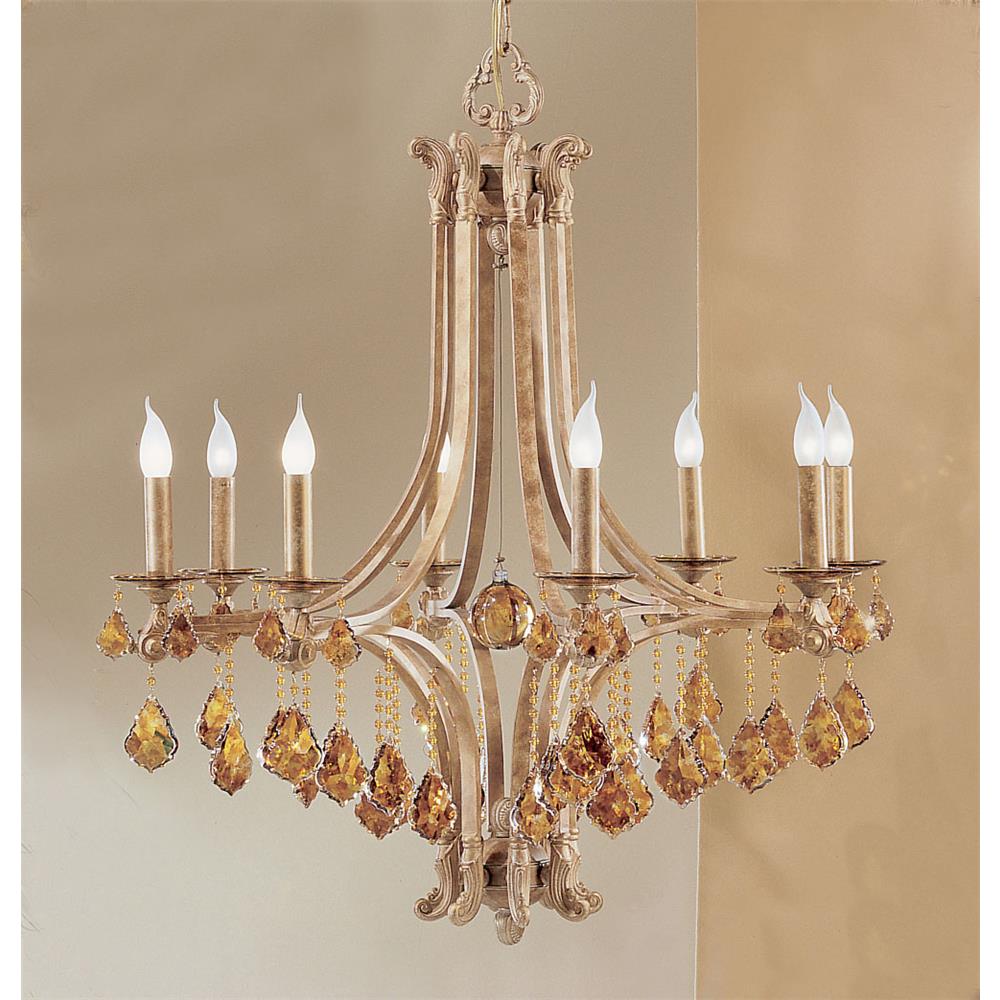 Classic Lighting 1208 ML FTS Mediterranean Chandelier in Mediterranean Leather with French pendalogs Tortoise Shell
