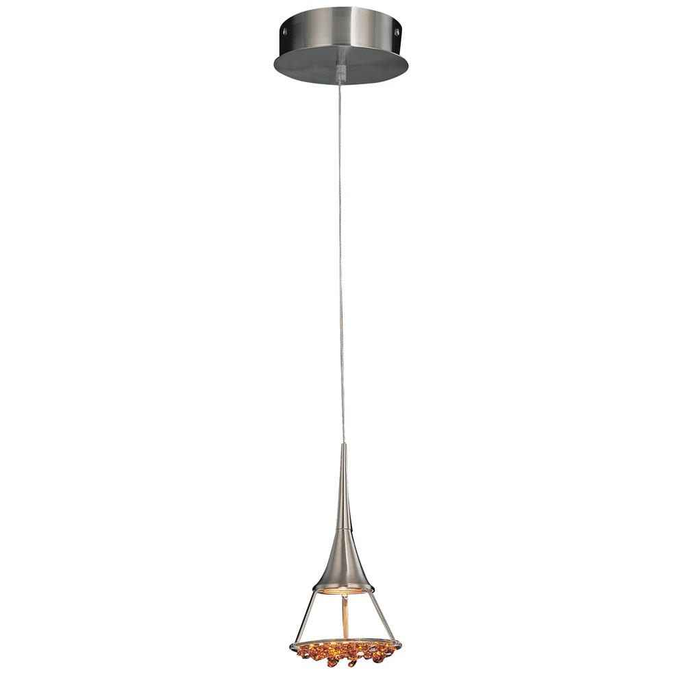Classic Lighting 16061 SN AM Crystal Lake Pendant in Satin Nickel with Amber