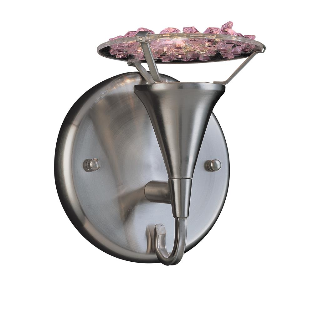 Classic Lighting 16062 SN PNK Crystal Lake Wall Sconce in Satin Nickel with Pink