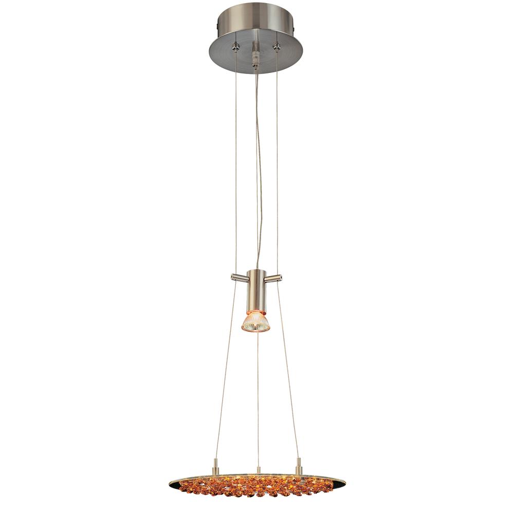 Classic Lighting 16063 SN AM Crystal Lake Pendant in Satin Nickel with Amber