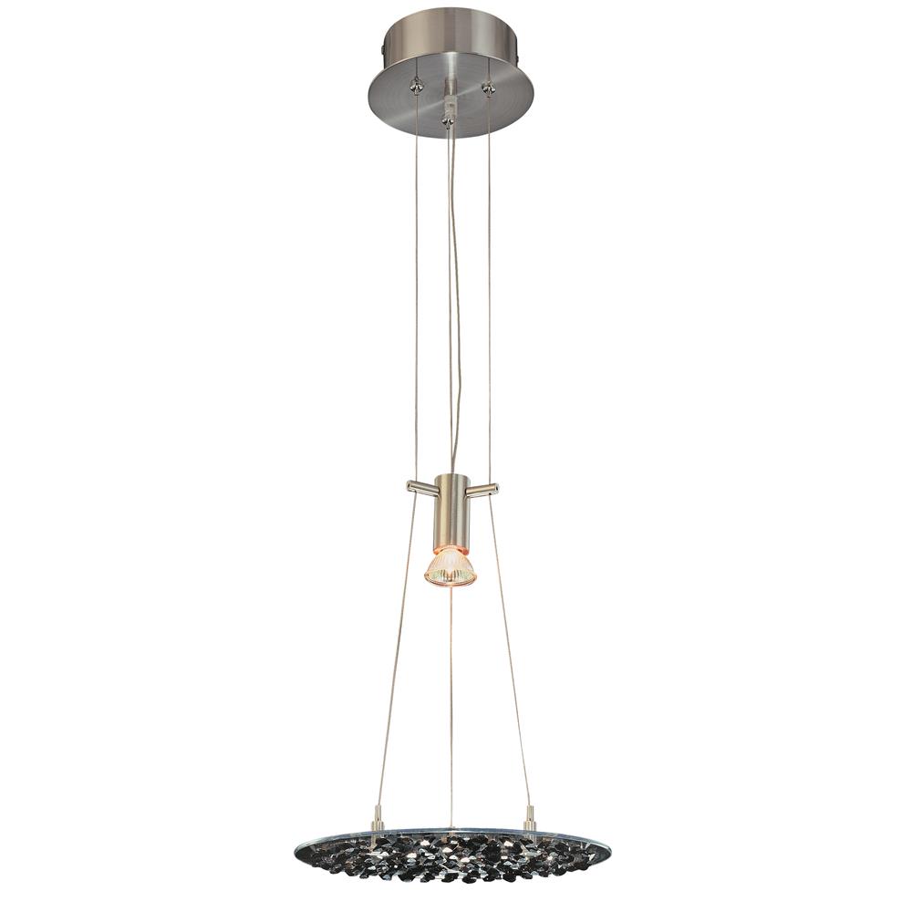 Classic Lighting 16063 SN BLK Crystal Lake Pendant in Satin Nickel with Crystalique-Plus Black