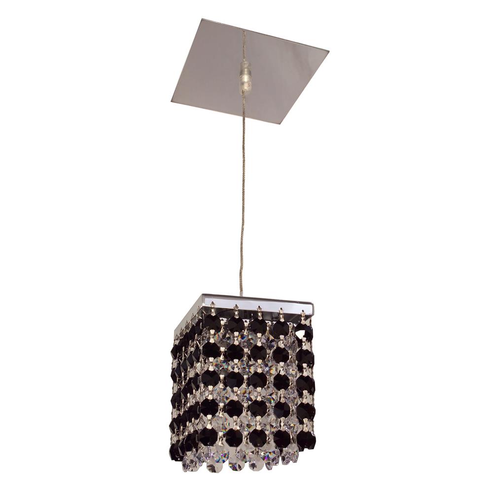 Classic Lighting 16101 BLK-CP Bedazzle Pendant in Chrome with Crystalique-Plus Black and Clear