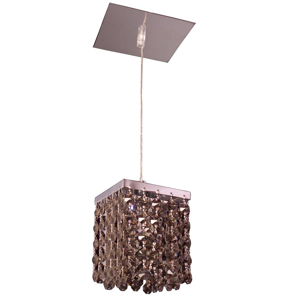 Classic Lighting 16101 CGT-CP Bedazzle Pendant in Chrome with Crystalique-Plus Golden Teak and Clear