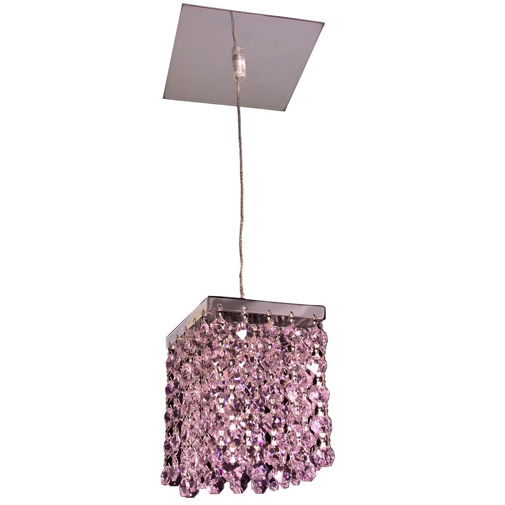 Classic Lighting 16101 PNK-CP Bedazzle Pendant in Chrome with Crystalique-Plus Pink and Clear