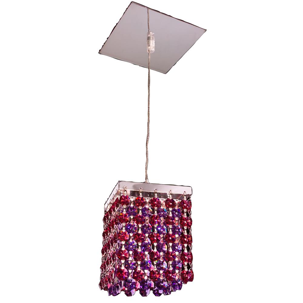 Classic Lighting 16101 SBO-SBV Bedazzle Pendant in Chrome with Swarovski Elements Boudreaux Red outer Swarovski Elements Blue-Violet inner
