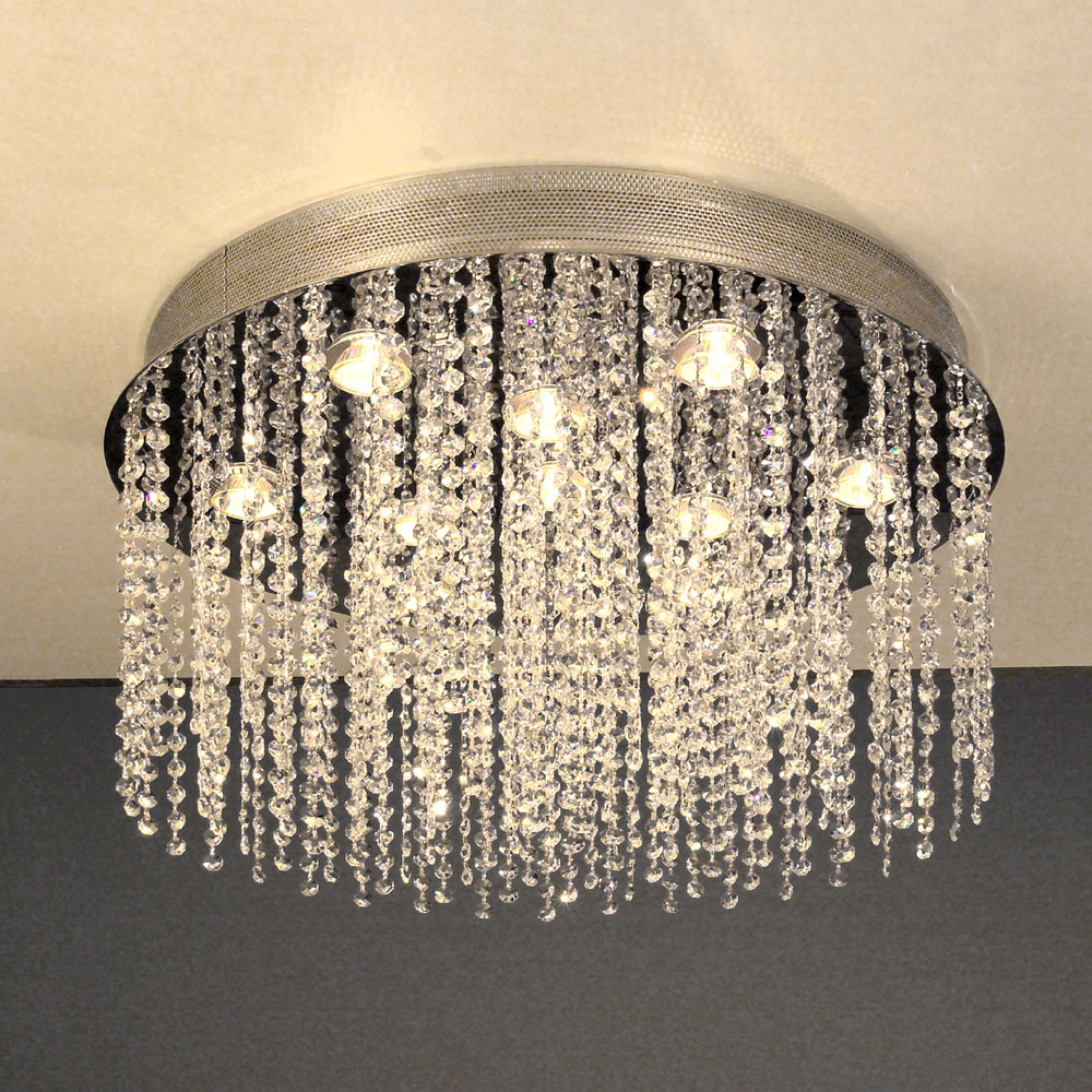 Classic Lighting 16121-12 CP Crystal Rain Flush Mount Chandelier in Chrome with Crystalique-Plus