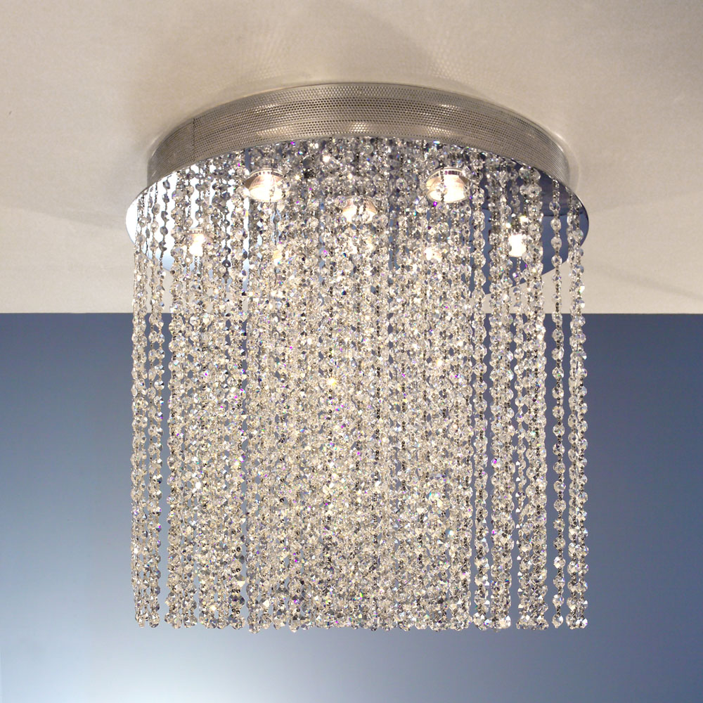 Classic Lighting 16121-24 CP Crystal Rain Flush Mount Chandelier in Chrome with Crystalique-Plus