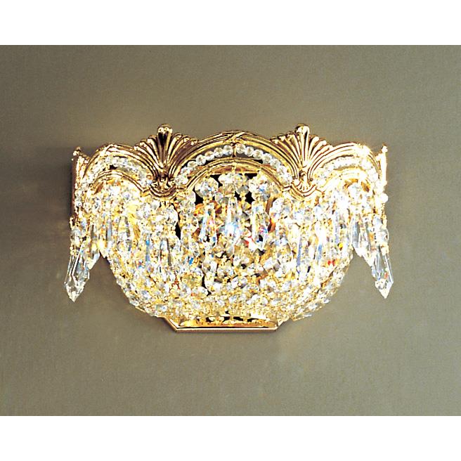 Classic Lighting 1850 G CGT Regency II Wall Sconce in 24k Gold Plated with Crystalique Golden Teak
