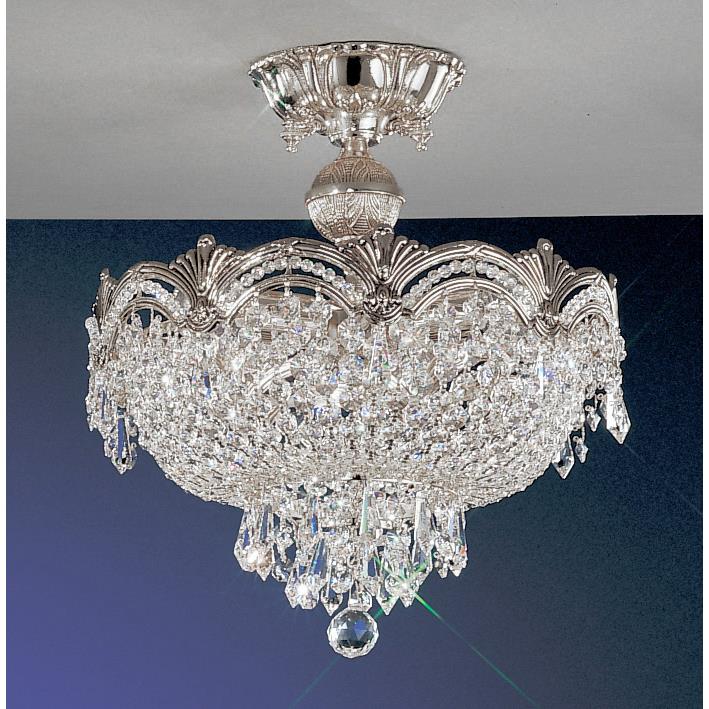 Classic Lighting 1856 CHB CP Regency II Semi-Flush Ceiling Mount in Chrome with Black Patina with Crystalique-Plus