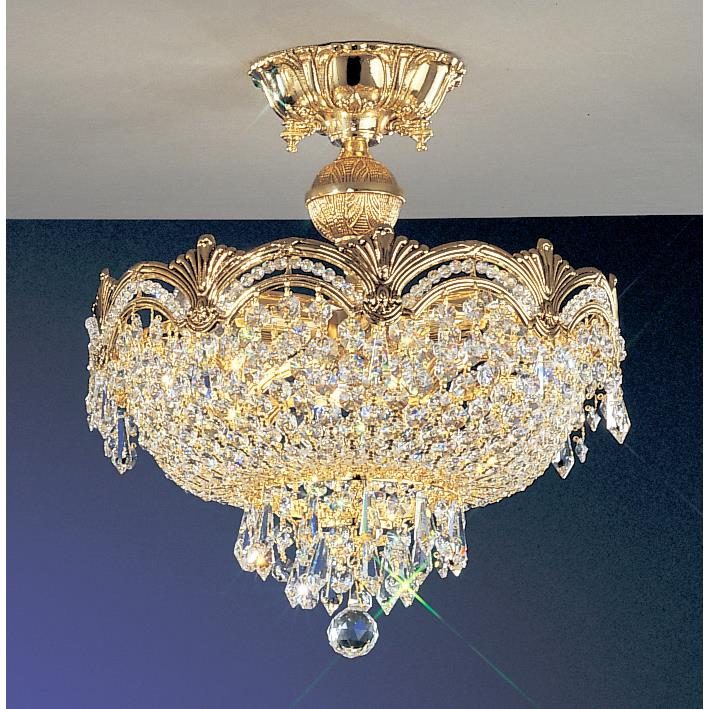 Classic Lighting 1856 G CP Regency II Semi-Flush Ceiling Mount in 24k Gold Plated with Crystalique-Plus