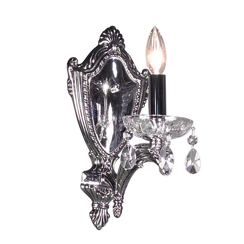 Classic Lighting 1921 CHB CP Terragona Wall Sconce in Chrome with Black Patina with Crystalique-Plus