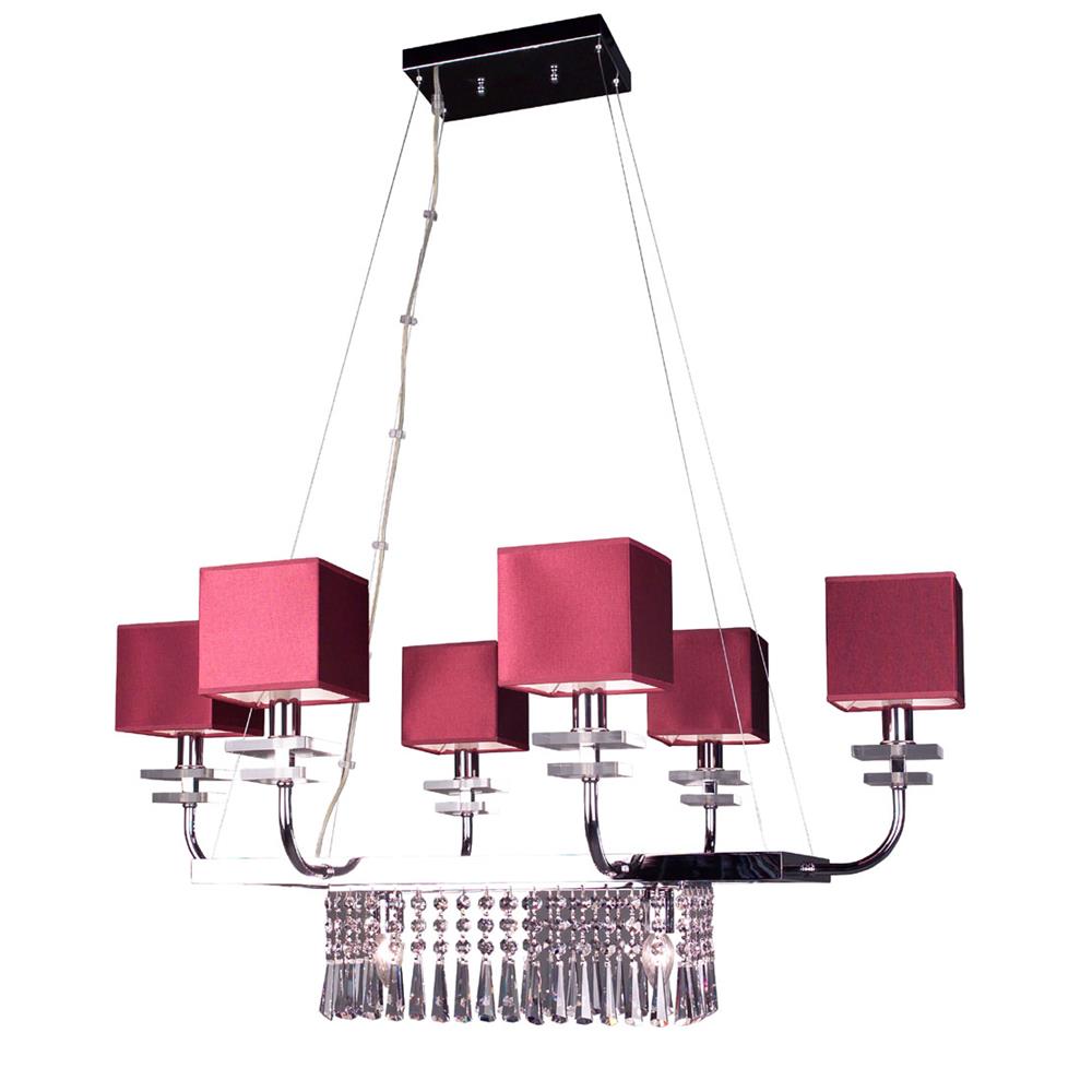 Classic Lighting 1936 BUR CPR Quadrille Chandelier in Burgundy with Crystalique-Plus Rectangles