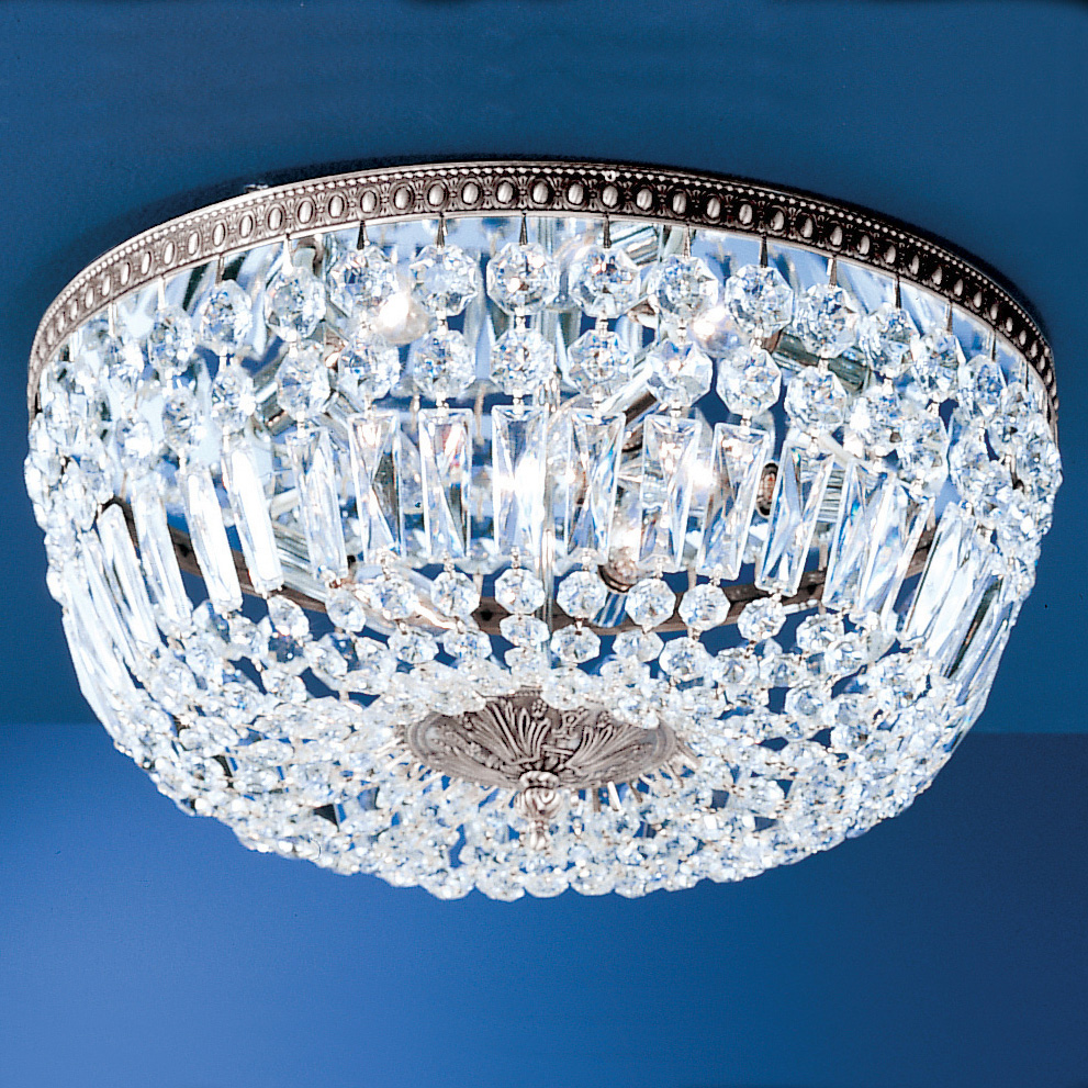 Classic Lighting 52518 MS I Crystal Baskets Flush Ceiling Mount in Millennium Silver with Italian Crystal